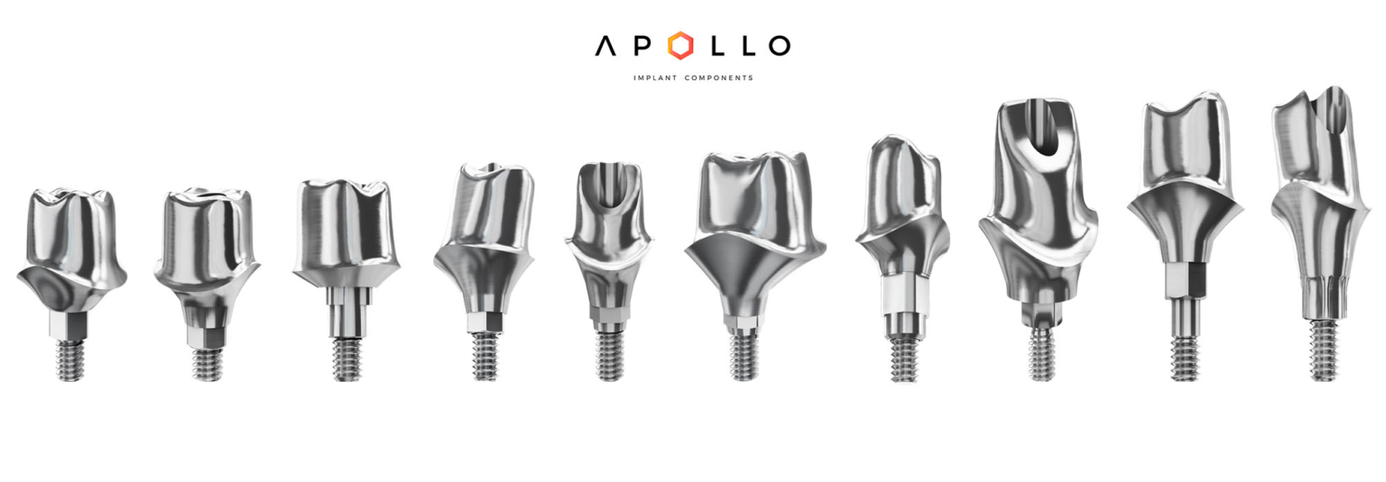 Apollo Implant Components rodzina łączników implantologicznych wizualizacja katalogowa 3D Almadent
