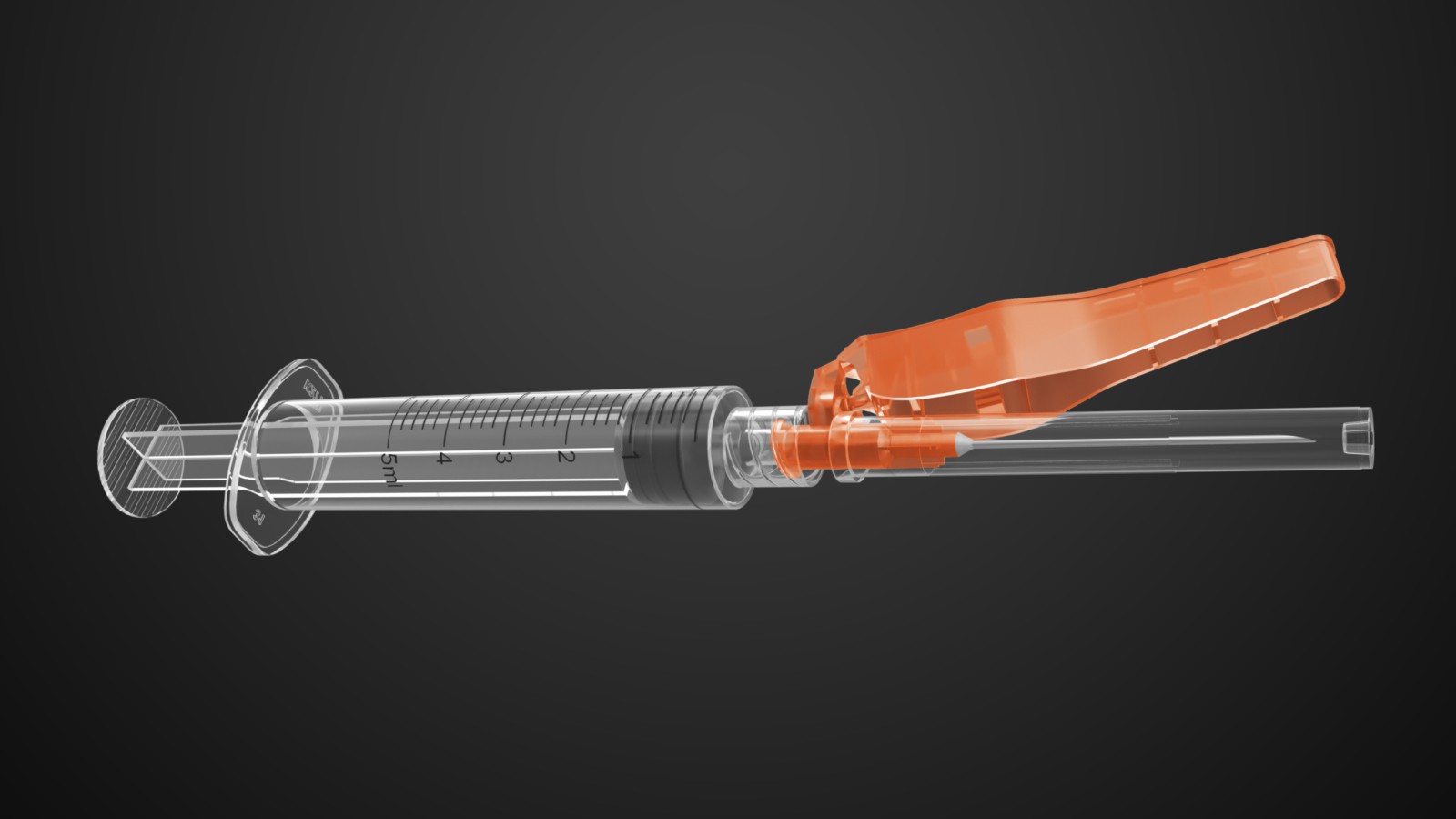 syringe details on medical device 3d product rendering