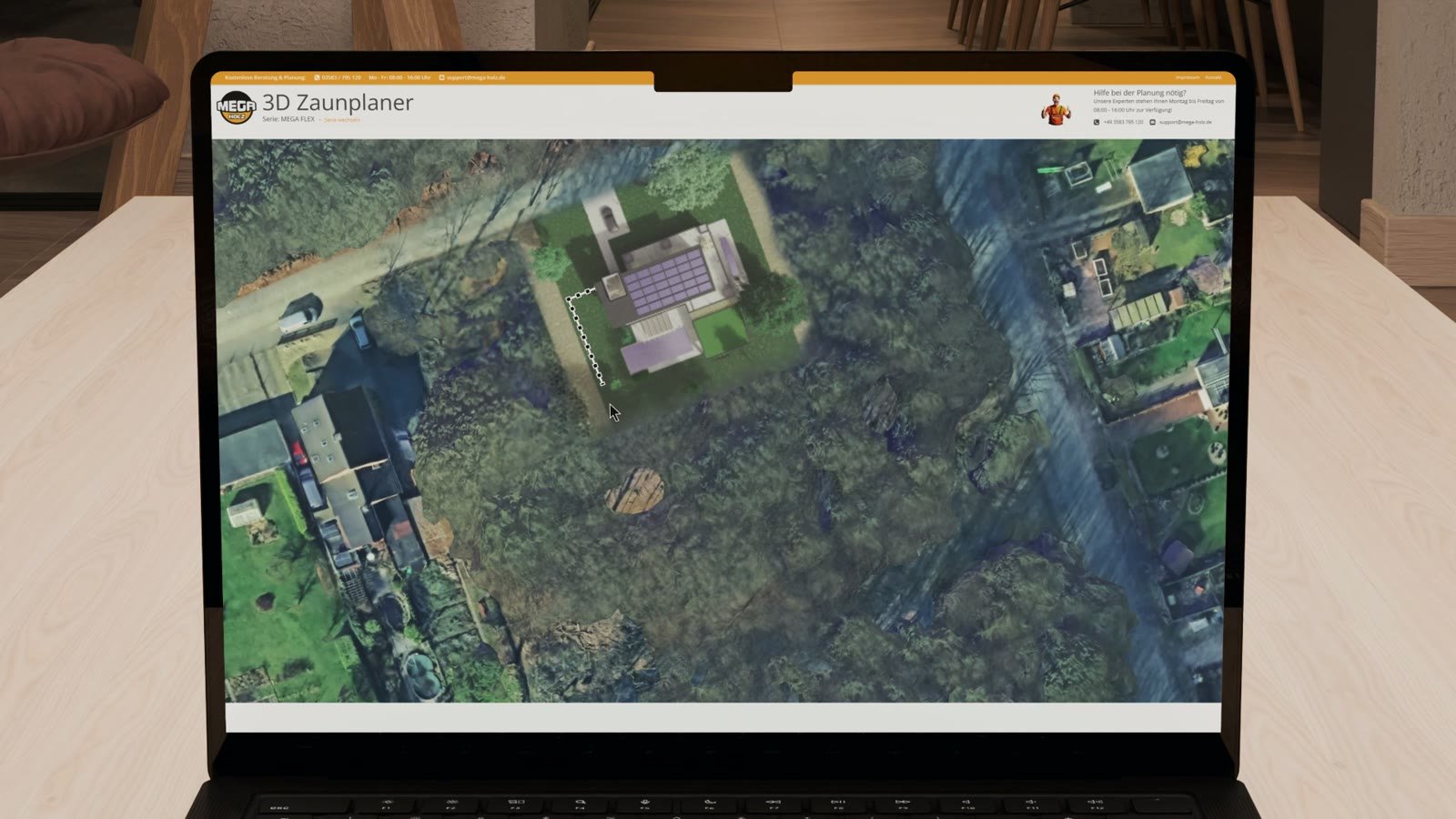 Widok satelitarny działki w planerze 3D